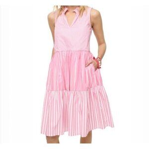 J. Crew Sleeveless Dress Pink & White Striped Lined Size Zip Size XS Classic